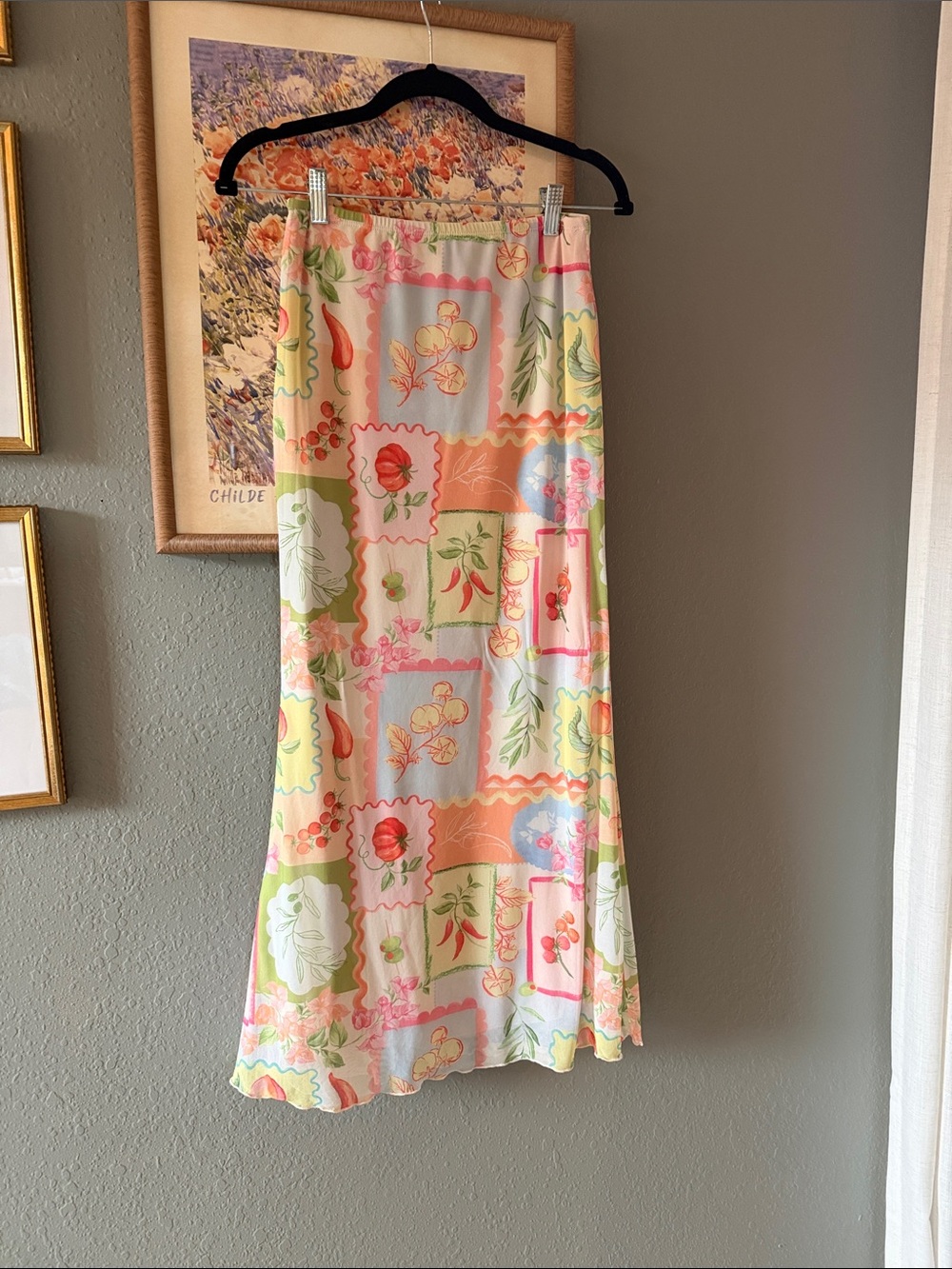 See You Monday Pastel Floral Patchwork Maxi Skirt - Pink, Peach & Mint